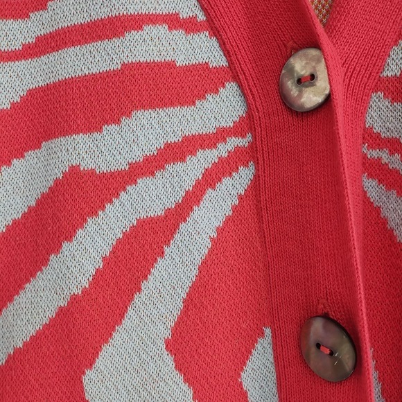 Shannon Passero Cardigan Womens O/S Coral Blue Daisy Graphic Knit Button Pockets - Picture 5 of 8